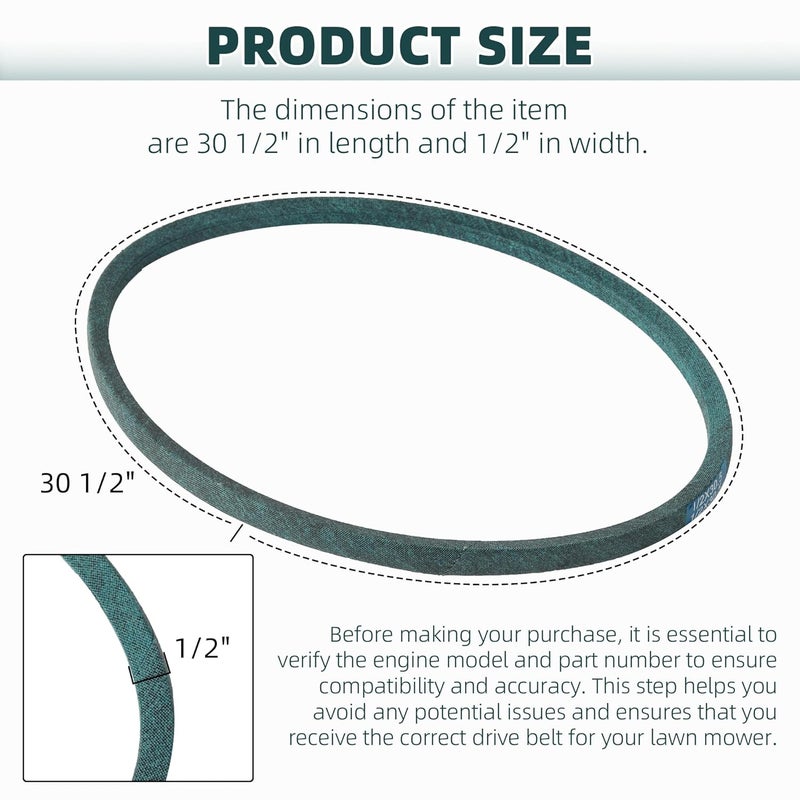 Calvana (2-Pack) 121-5765 Drive Belt, Kevlar Cord, Compatible with 30" Toro Lawn Mower, Exmark Mower, Toro TimeMaster 30, Models20200, 20199, 20975, 20976, 20977, 20978, 22205TE, 22210, 30 1/2" x 1/2" - Image 3